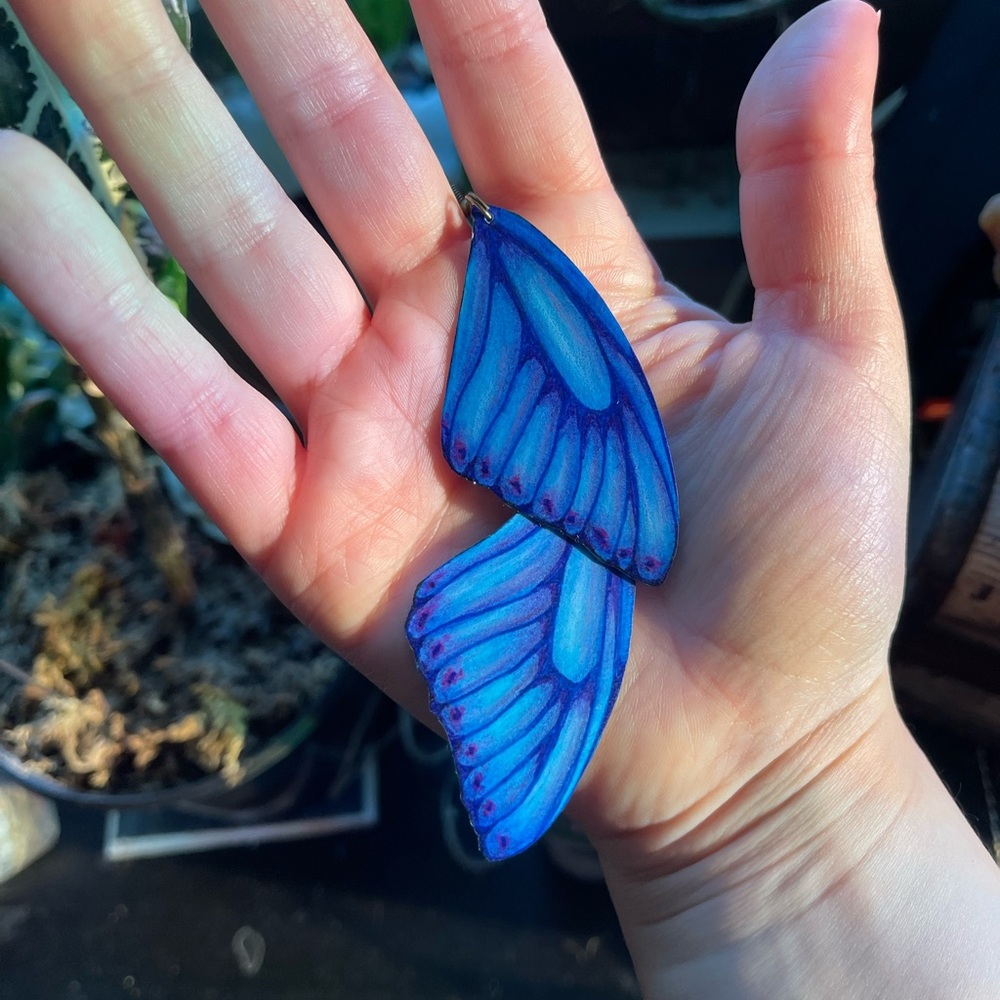 Blue Butterfly Wing Earrings